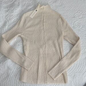 Anthropologie Beige Ribbed Knit Top